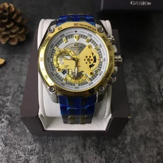 Casio Edifice Cronógrafo Dorado y Azul Reloj Deportivo