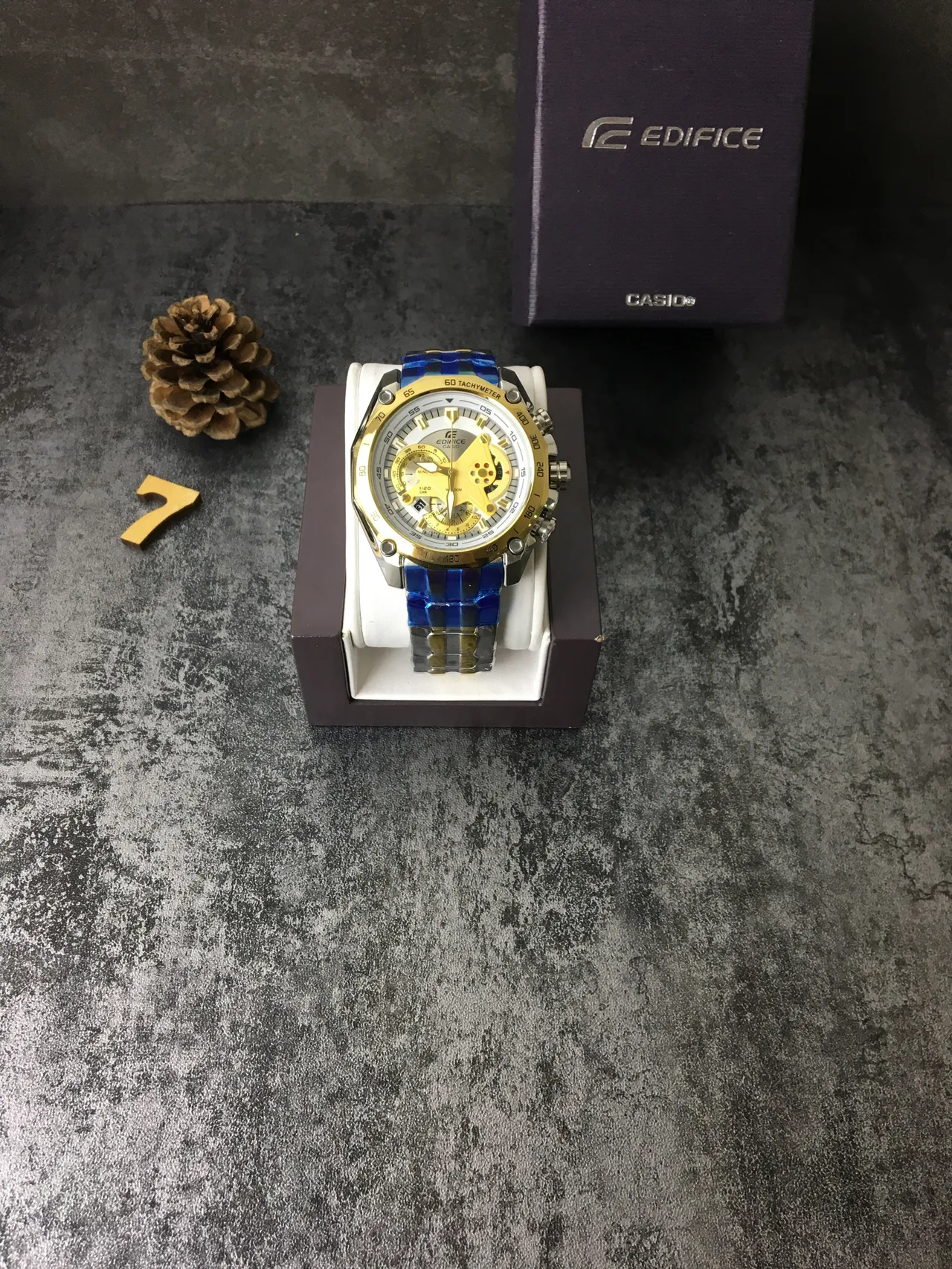 Casio Edifice Chronograph Gold and Blue Sports Watch 2