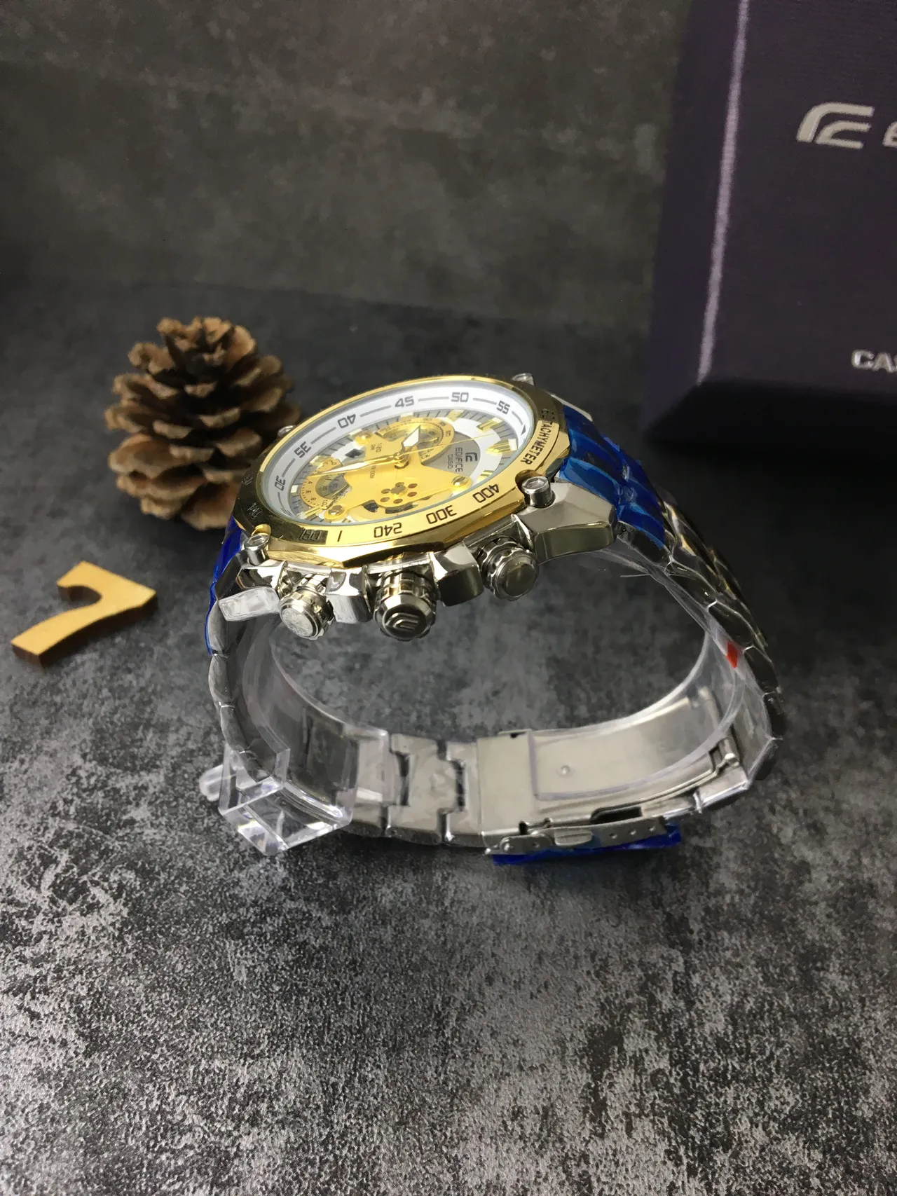Casio Edifice Chronograph Gold and Blue Sports Watch 3