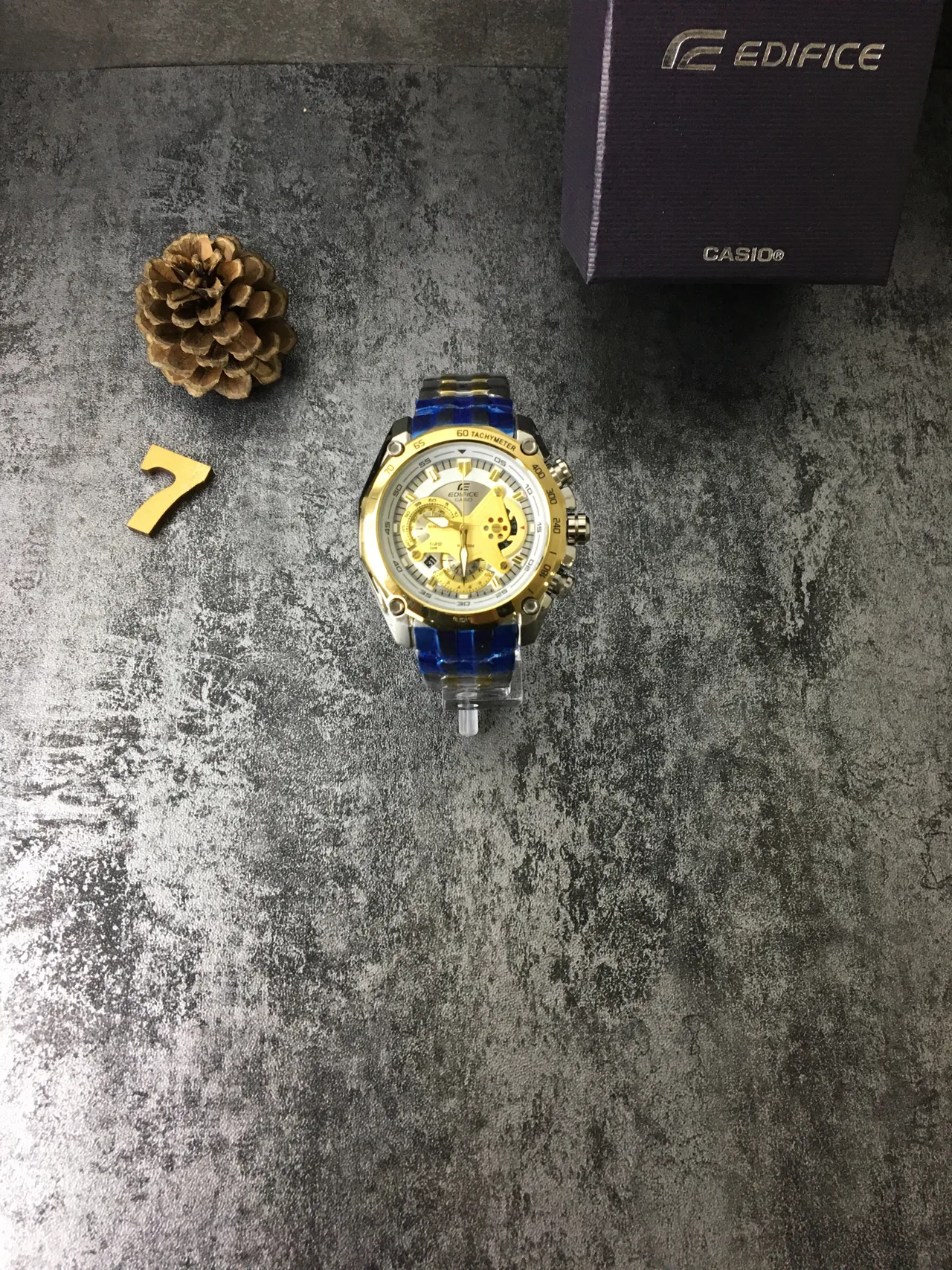 Casio Edifice Chronograph Gold and Blue Sports Watch 5