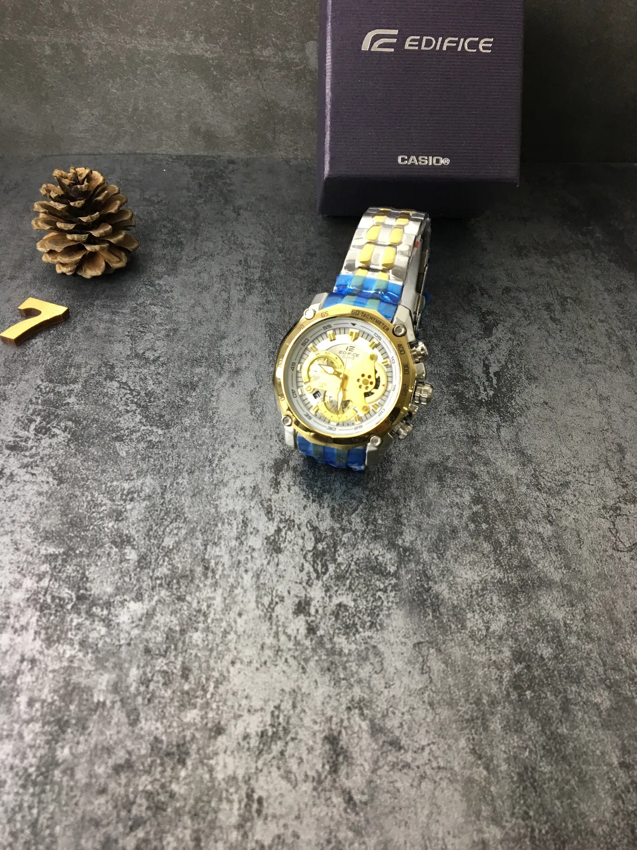 Casio Edifice Chronograph Gold and Blue Sports Watch 6