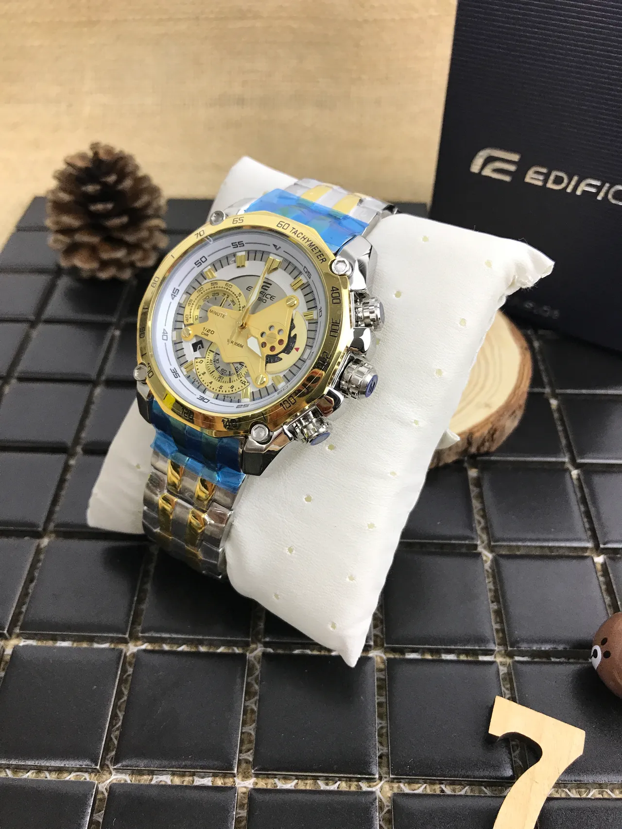 Casio Edifice Chronograph Gold and Blue Sports Watch 7