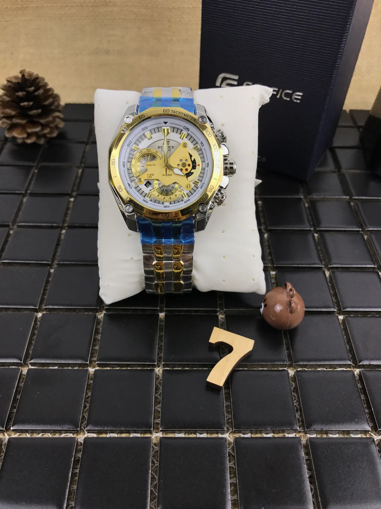Casio Edifice Chronograph Gold and Blue Sports Watch 8