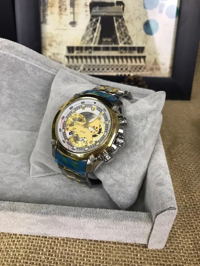 Casio Edifice Chronograph Gold and Blue Sports Watch 12