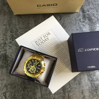 Casio Edifice Chronograph Gold-Tone Black Dial Sports Watch