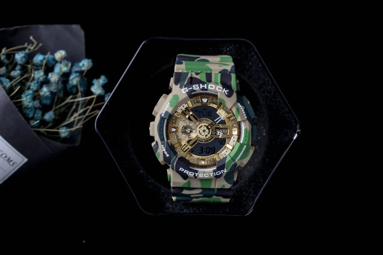 Casio G-Shock كاموفلاج وذهبي ساعة رياضية 1