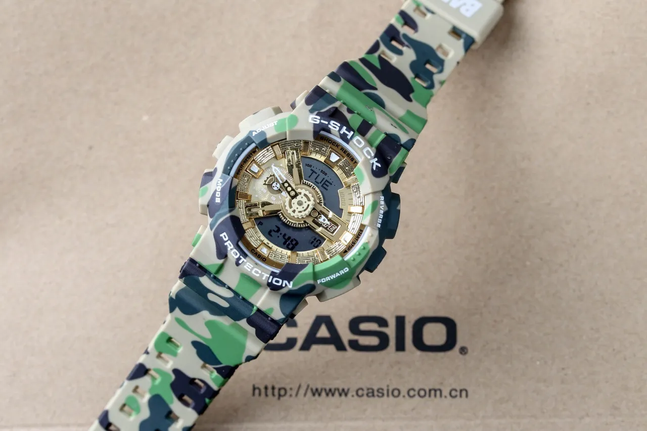 Casio G-Shock كاموفلاج وذهبي ساعة رياضية 7
