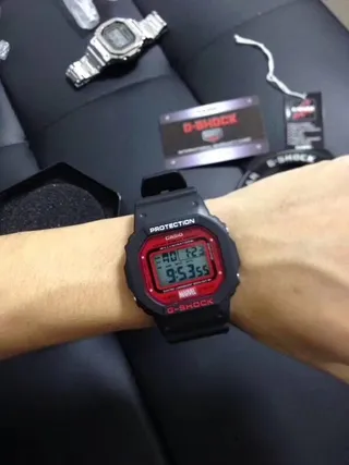 Casio G-Shock DW-5600 Marvel Collaboration Black and Red Sports Watch 4