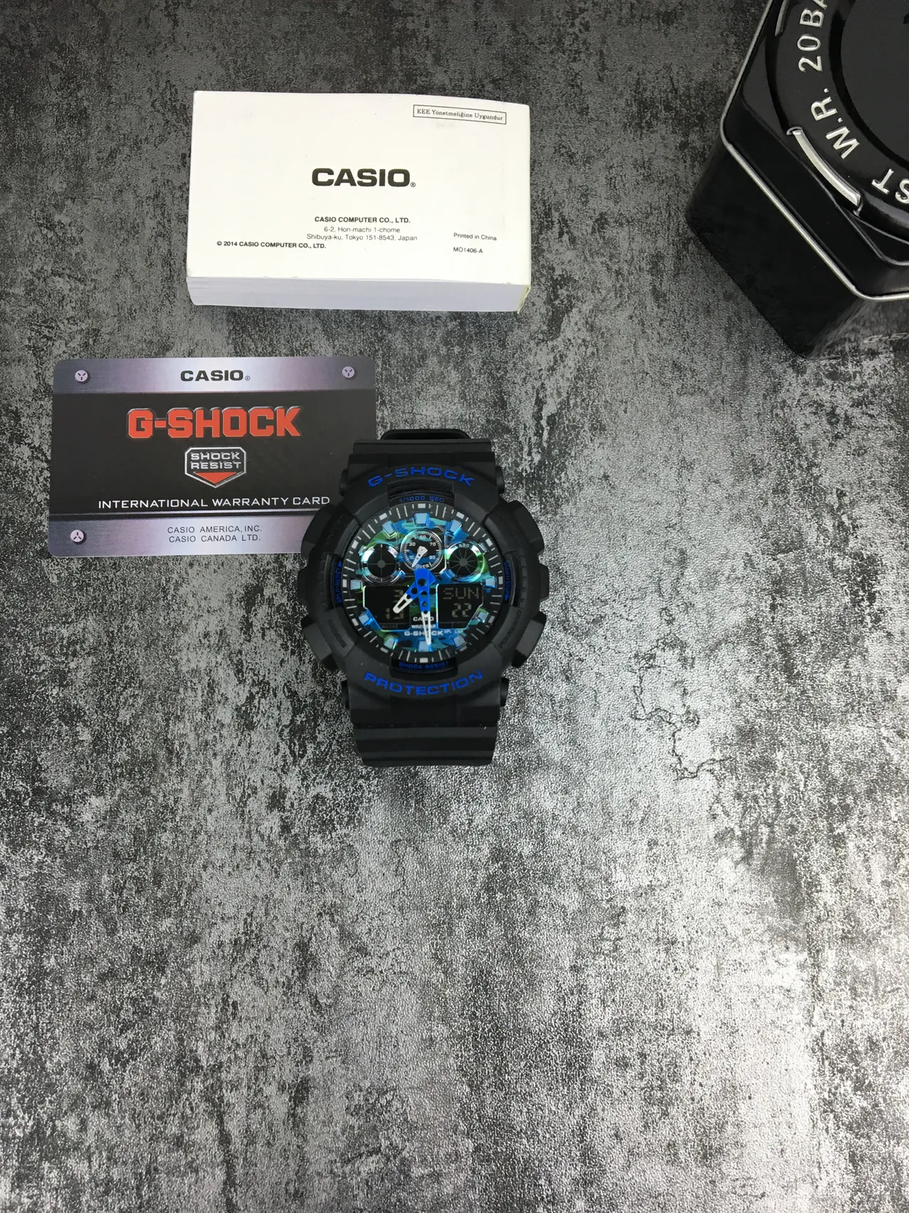Casio G-Shock GA-100 Preto e Azul Camo Relógio Esportivo 2