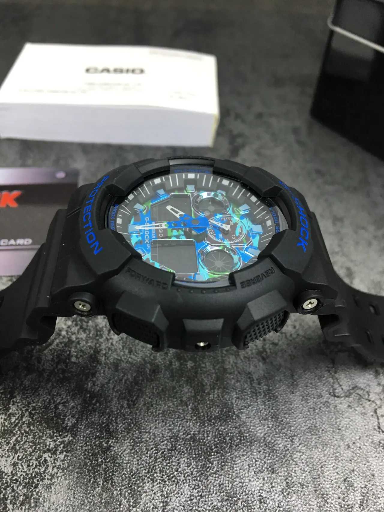 Casio G-Shock GA-100 Preto e Azul Camo Relógio Esportivo 4