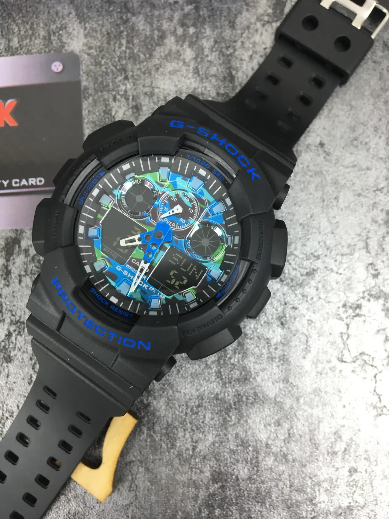 Casio G-Shock GA-100 Preto e Azul Camo Relógio Esportivo 5