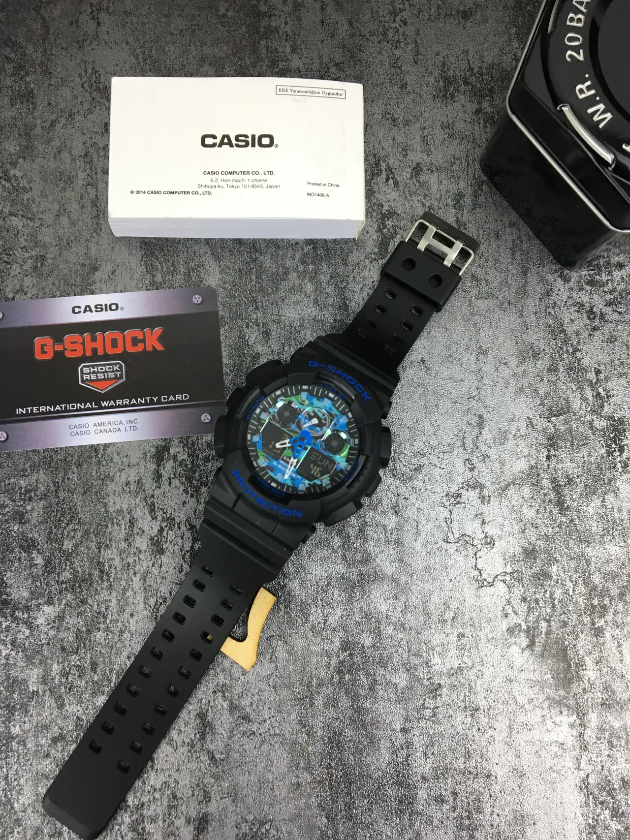 Casio G-Shock GA-100 Preto e Azul Camo Relógio Esportivo 6