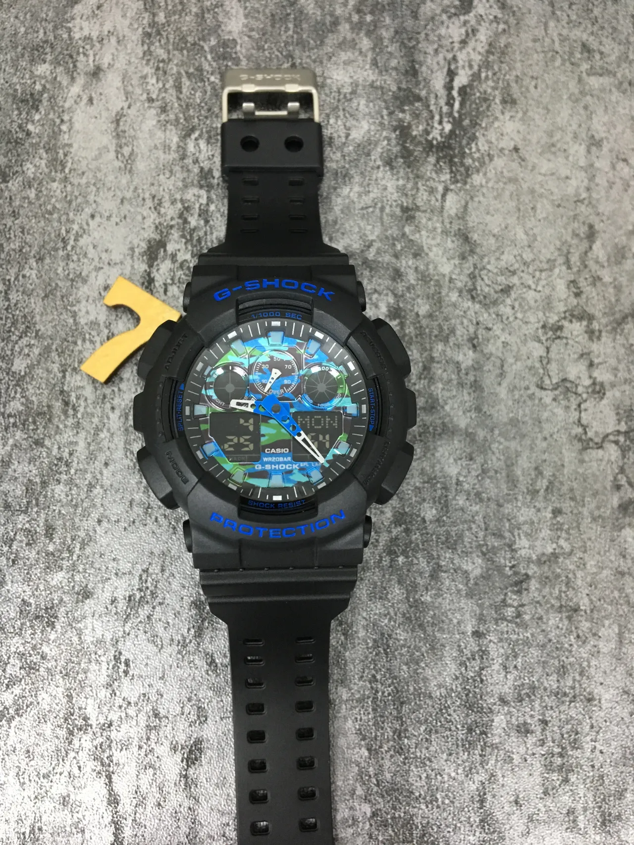 Casio G-Shock GA-100 Preto e Azul Camo Relógio Esportivo 8