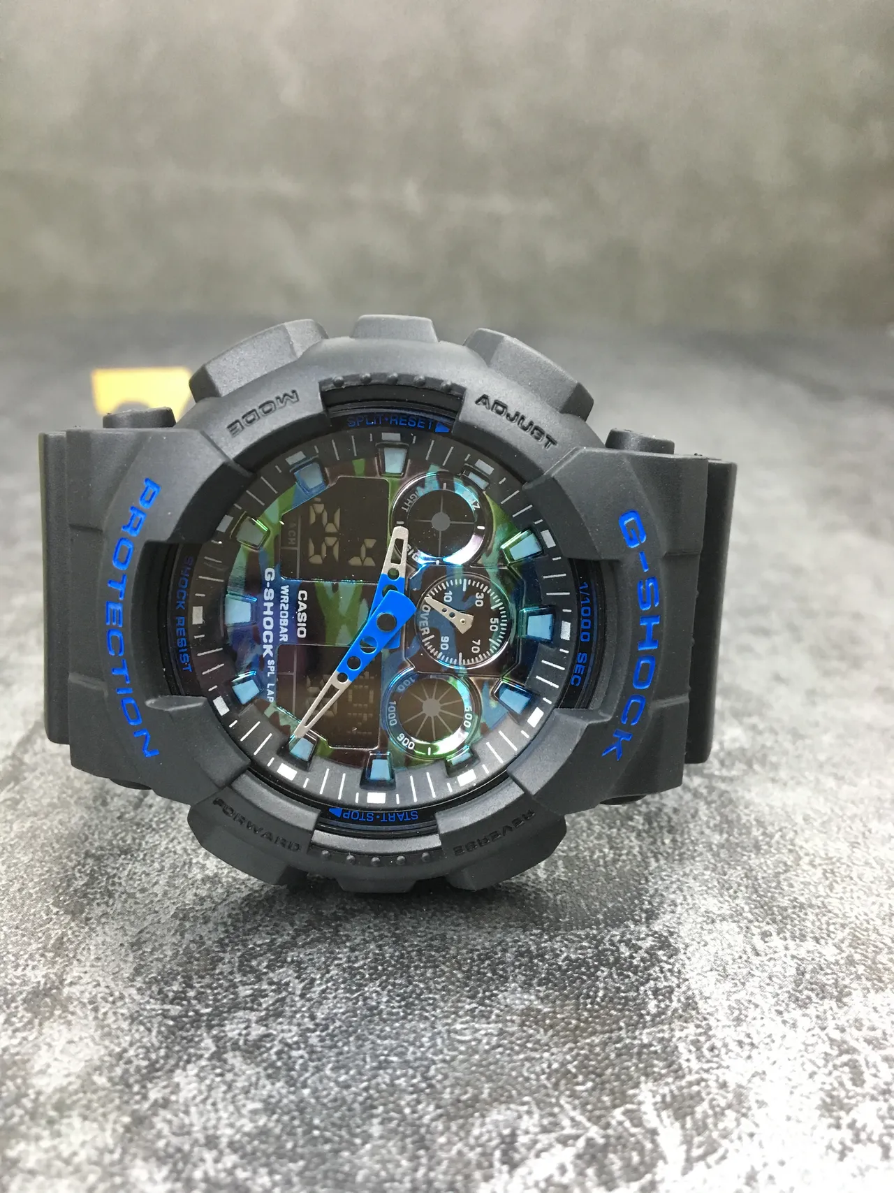 Casio G-Shock GA-100 Preto e Azul Camo Relógio Esportivo 10