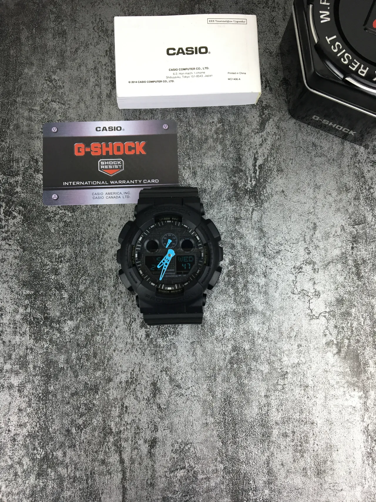 Casio G-Shock GA-100 Black Blue Matte Resin Construction Bold Analog-Digital Hybrid Face Watch 2