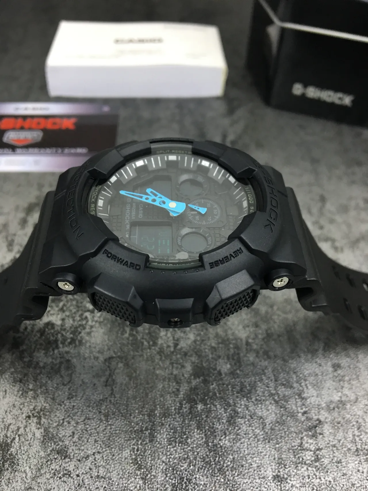 Casio G-Shock GA-100 Black Blue Matte Resin Construction Bold Analog-Digital Hybrid Face Watch 4