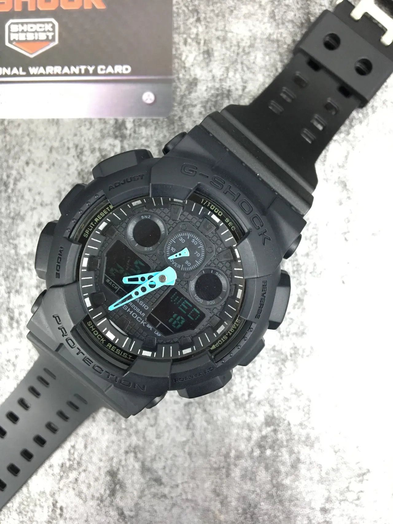 Casio G-Shock GA-100 Black Blue Matte Resin Construction Bold Analog-Digital Hybrid Face Watch 5