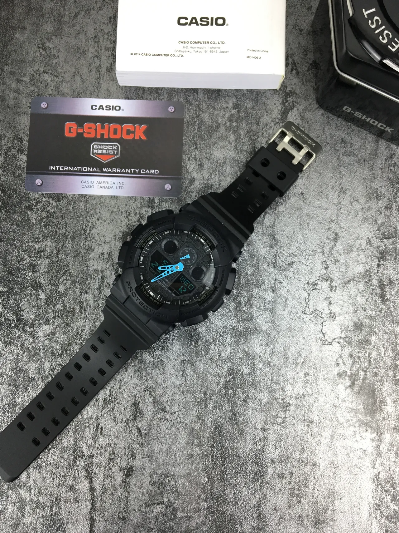Casio G-Shock GA-100 Black Blue Matte Resin Construction Bold Analog-Digital Hybrid Face Watch 6