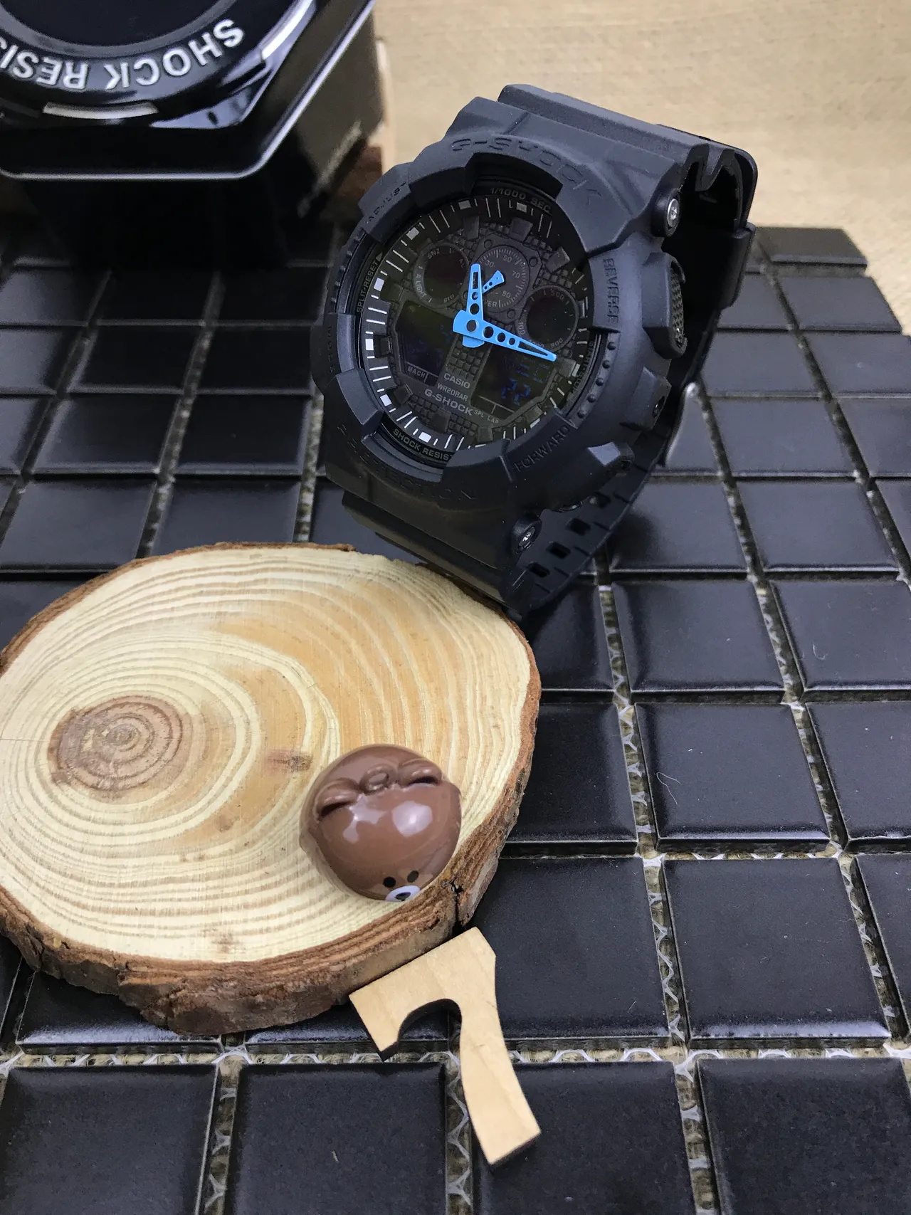 Casio G-Shock GA-100 Black Blue Matte Resin Construction Bold Analog-Digital Hybrid Face Watch 9