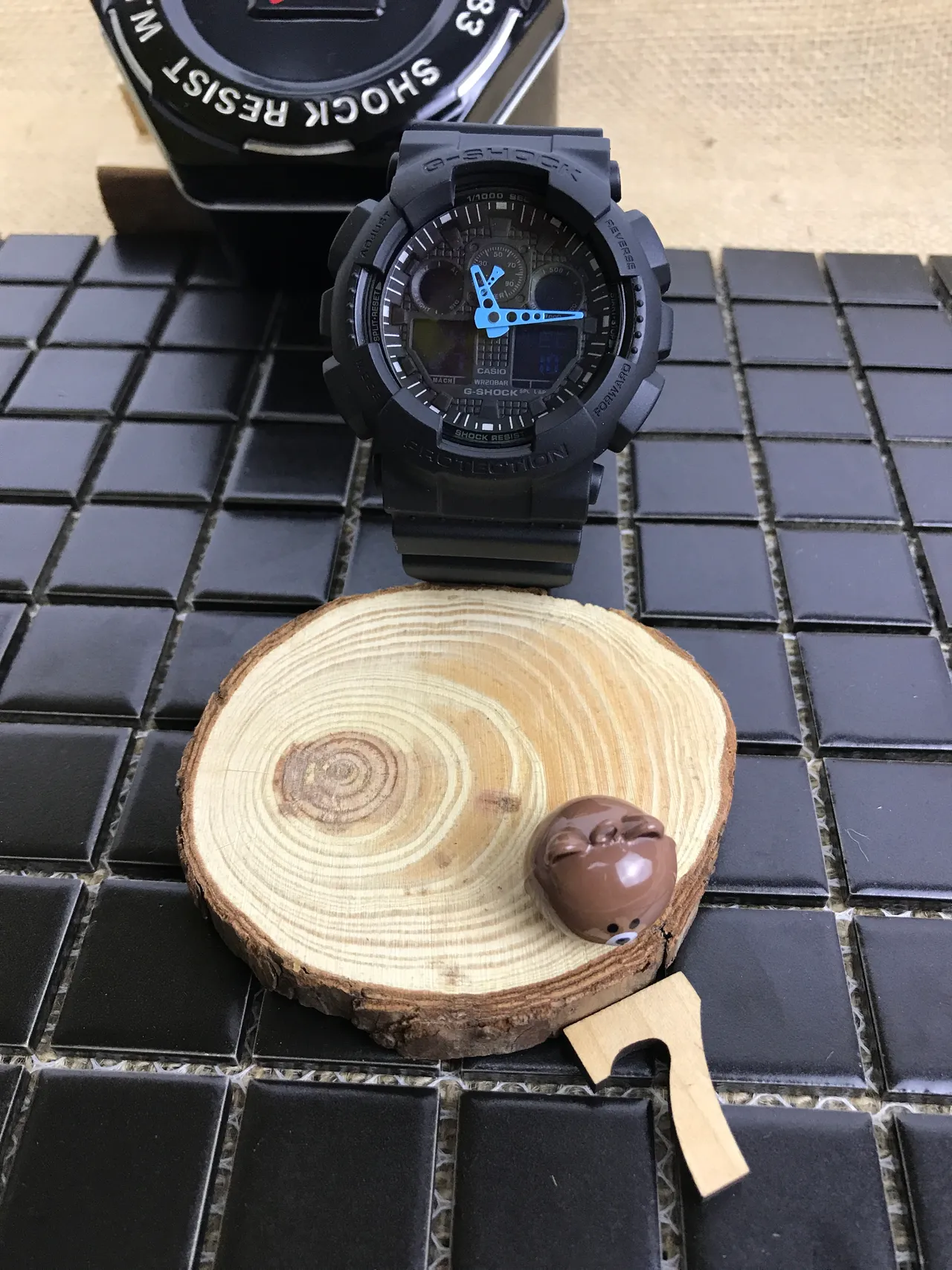 Casio G-Shock GA-100 Black Blue Matte Resin Construction Bold Analog-Digital Hybrid Face Watch 10