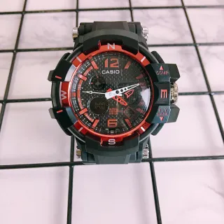 كاسيو جي شوك جي بي إس سيريز أسود وأحمر rugged ساعة رياضية