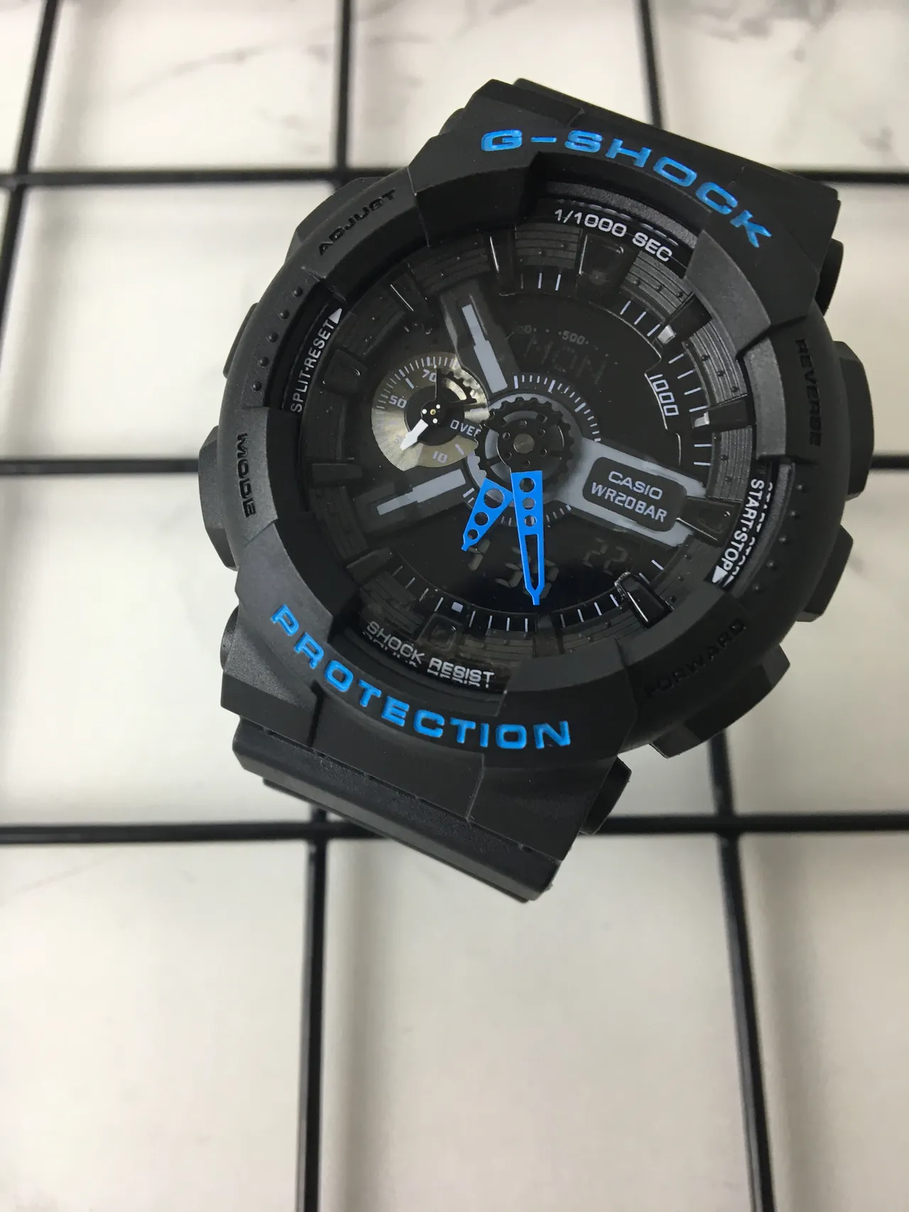 Casio GA-110 Black Blue Matte Resin Case Bold Accent Typography Watch 2