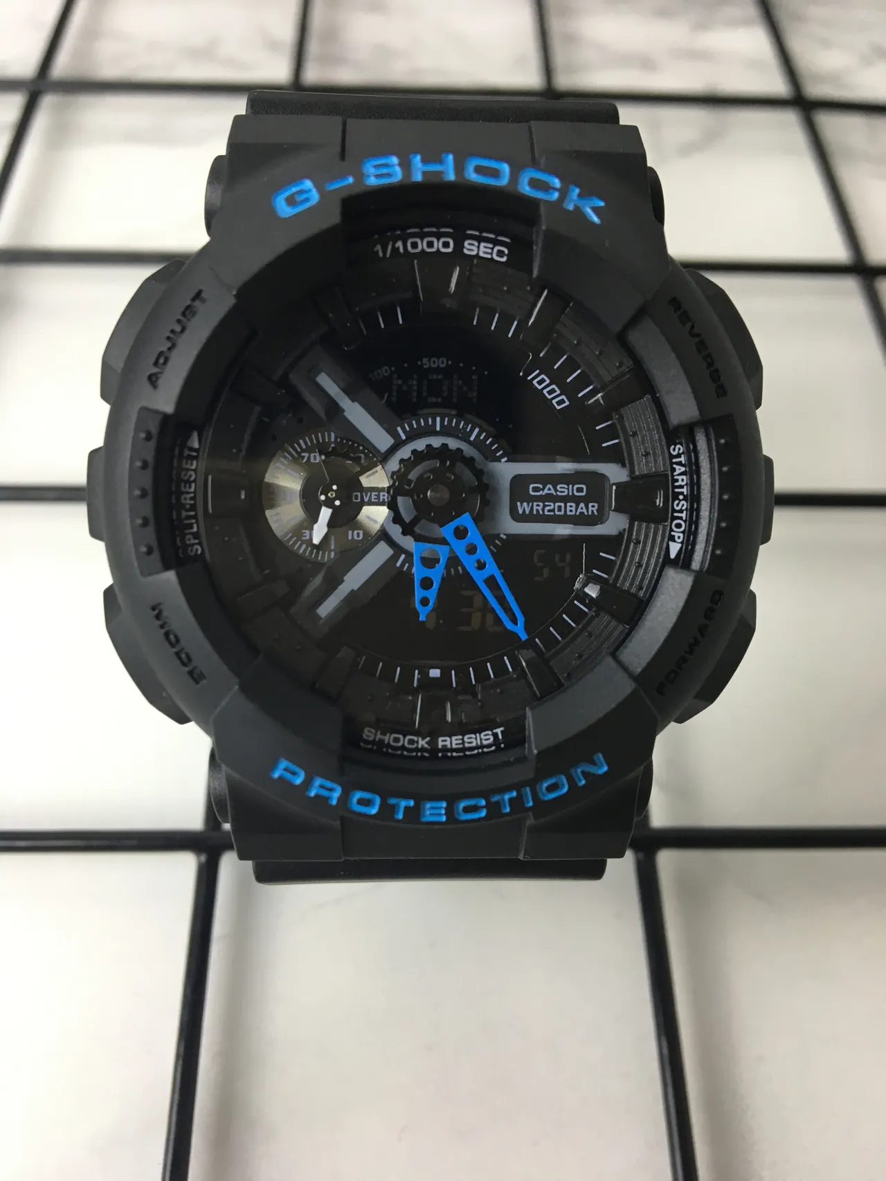 Casio GA-110 Black Blue Matte Resin Case Bold Accent Typography Watch 3