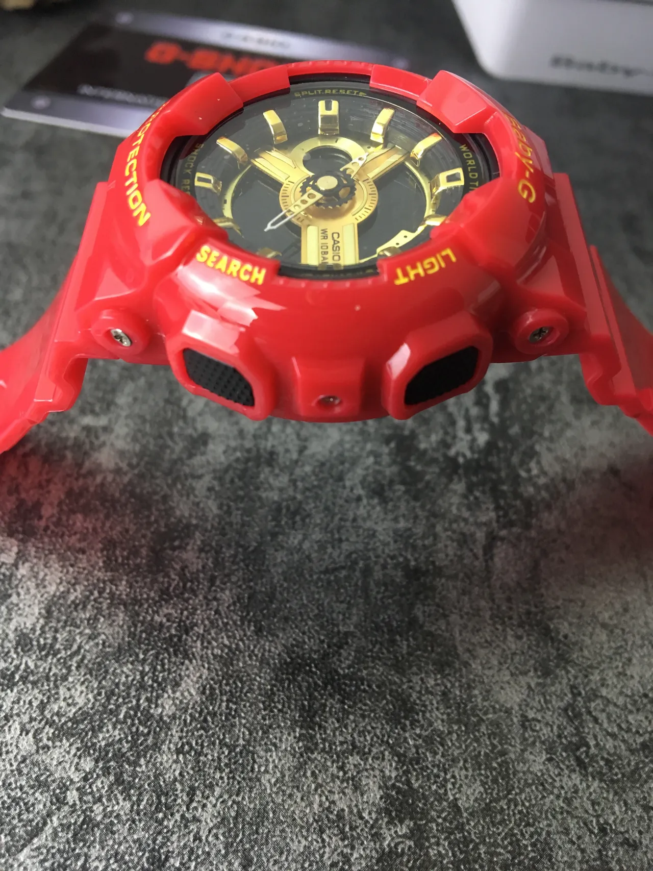 Casio Red Gold Construção Resistente de Resina Analog-Digital Hybrid Display Watch 4