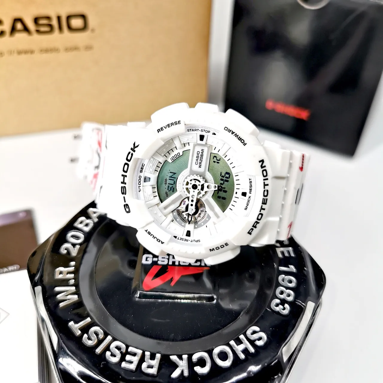 Casio White Red Analog-Digital Hybrid Resin Case Watch 3
