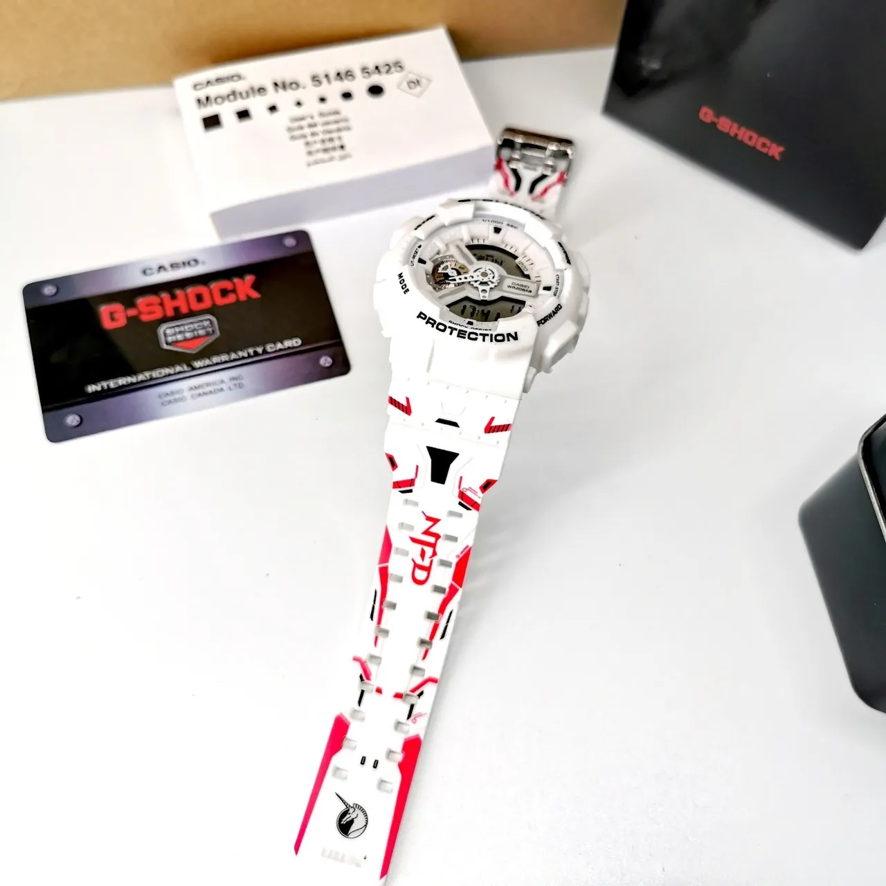 Casio White Red Analog-Digital Hybrid Resin Case Watch 4