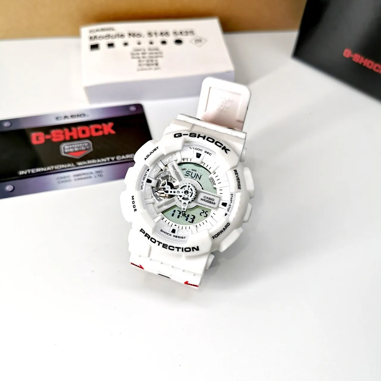 Casio White Red Analog-Digital Hybrid Resin Case Watch 5