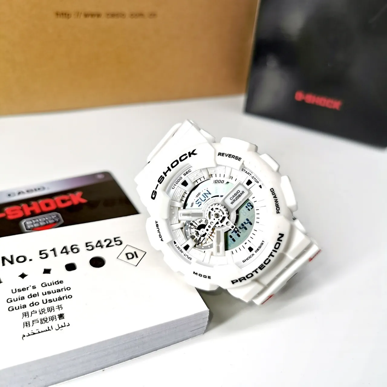 Casio White Red Analog-Digital Hybrid Resin Case Watch 6