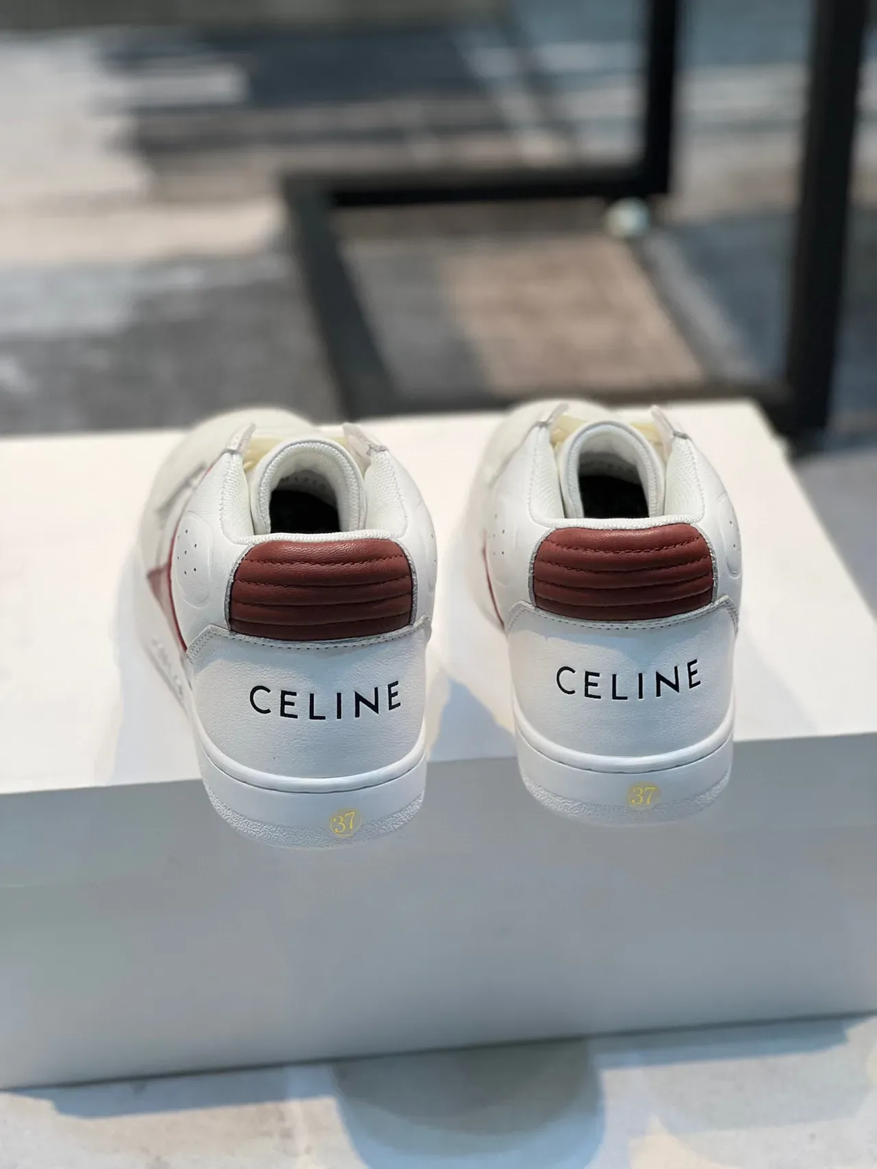 Celine CT-01 White and Burgundy Lifestyle Sneakers 2
