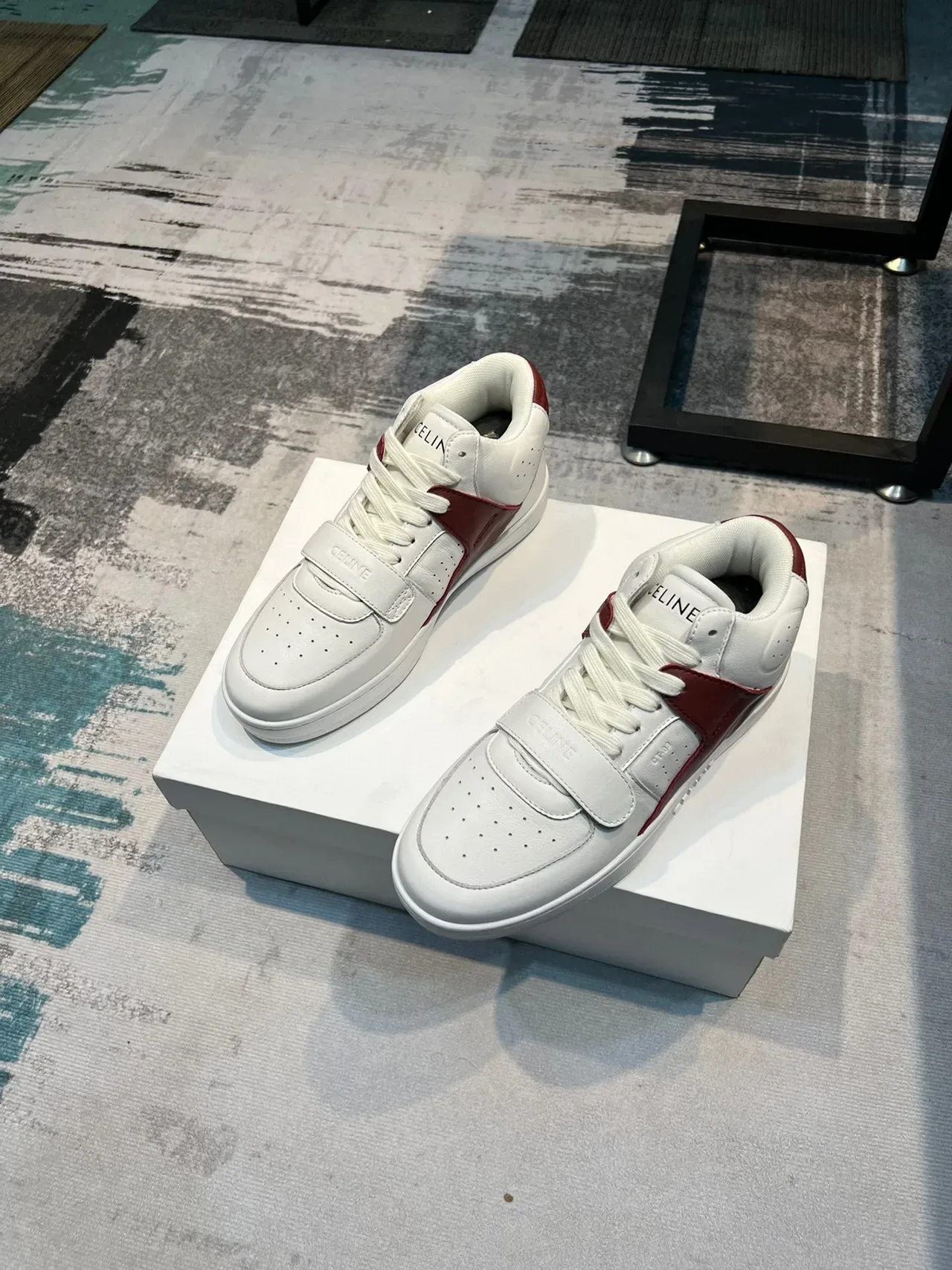 Celine CT-01 White and Burgundy Lifestyle Sneakers 5