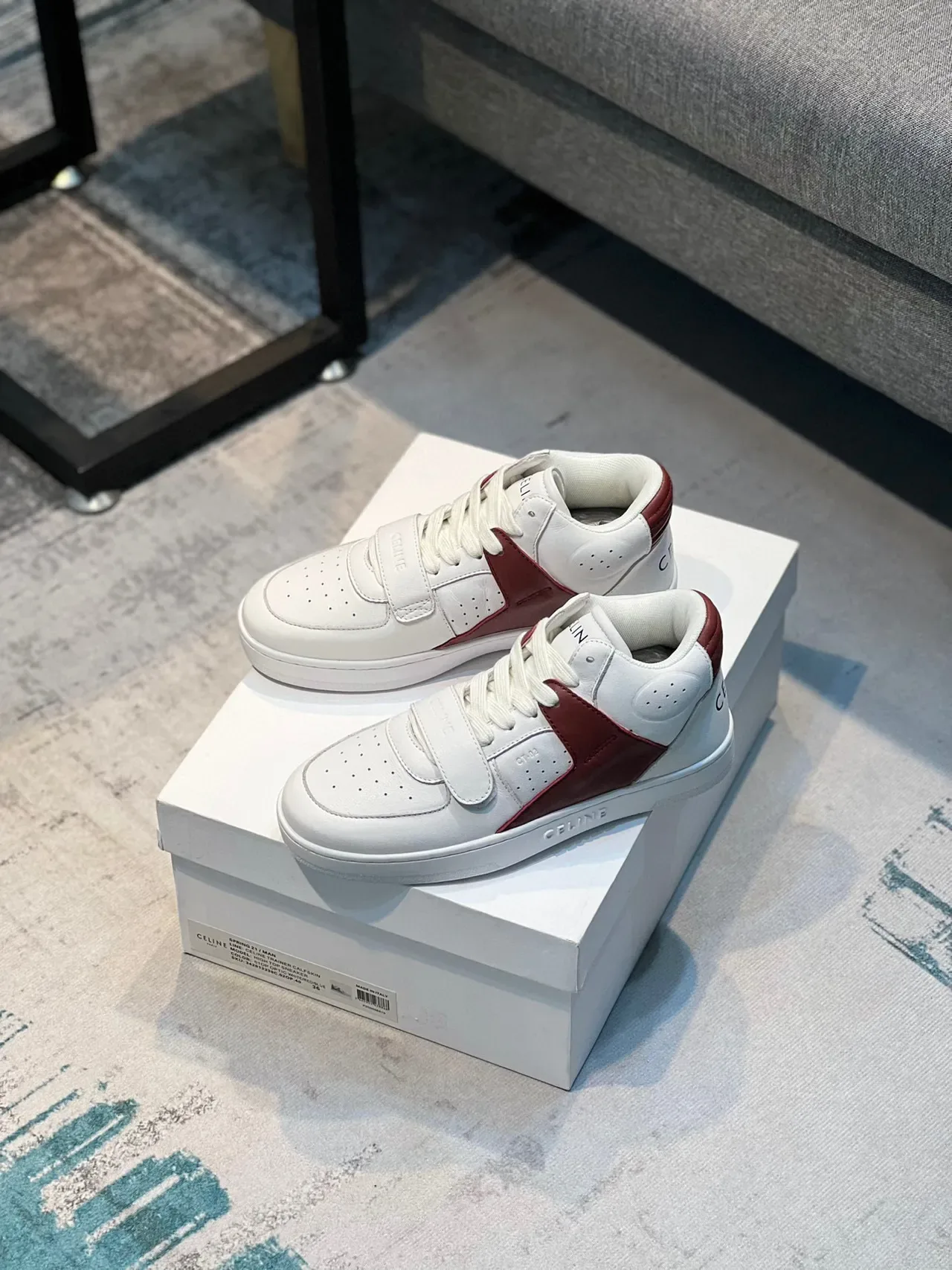 Celine CT-01 White and Burgundy Lifestyle Sneakers 8