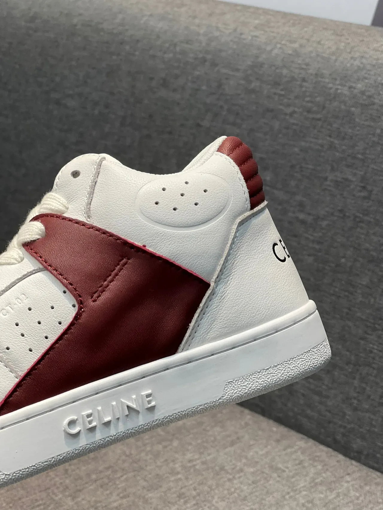 Celine CT-01 White and Burgundy Lifestyle Sneakers 9
