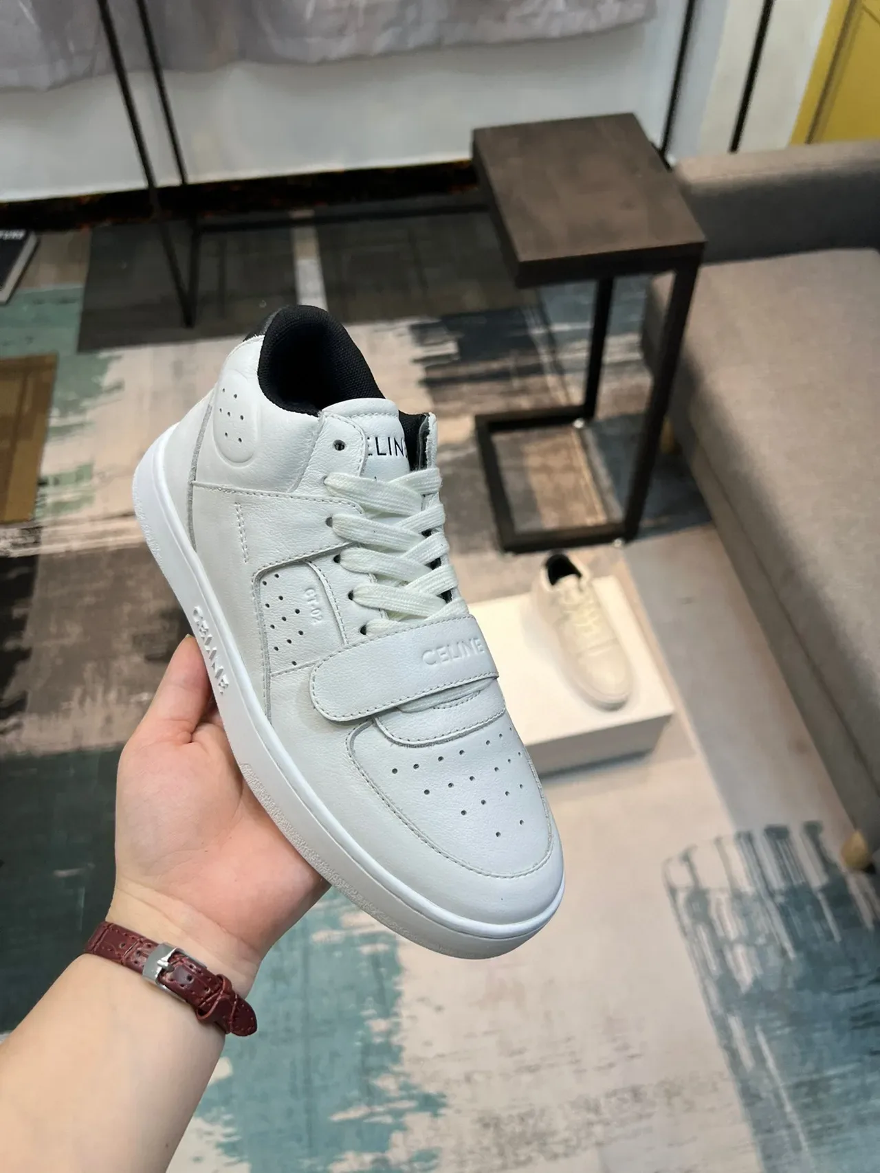 Celine CT-01 Sneakers Lifestyle en Cuir Blanc 6
