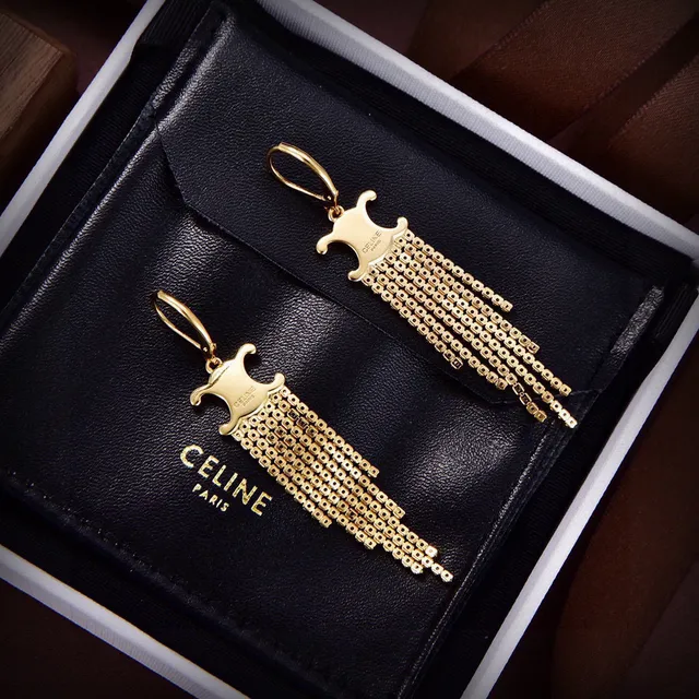 Celine Triomphe Crystal Fringe Earrings 5