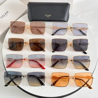 Celine Triomphe doré marron cadre carré double pont lunettes de soleil