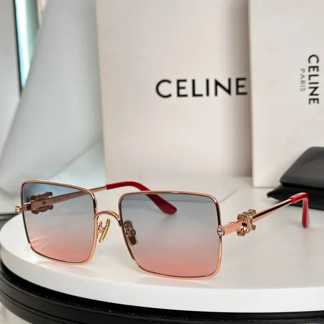 Celine Triomphe Gold Brown Square Frame Double Bridge Sunglasses 5