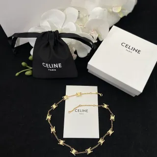 Celine Triomphe Bracelet Logo Link en Ton Doré