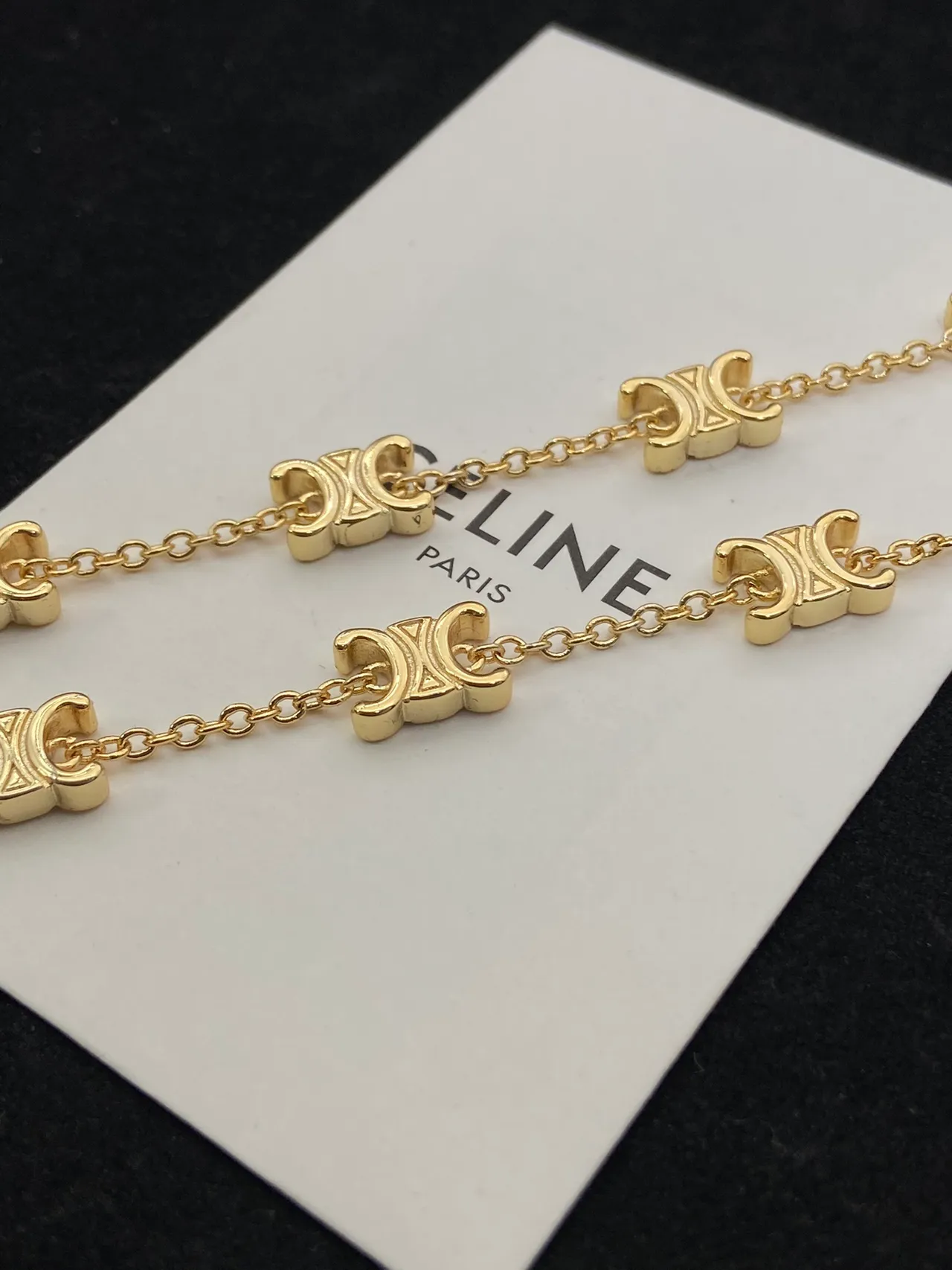 Celine Triomphe Gold-Tone Logo Link Bracelet 4