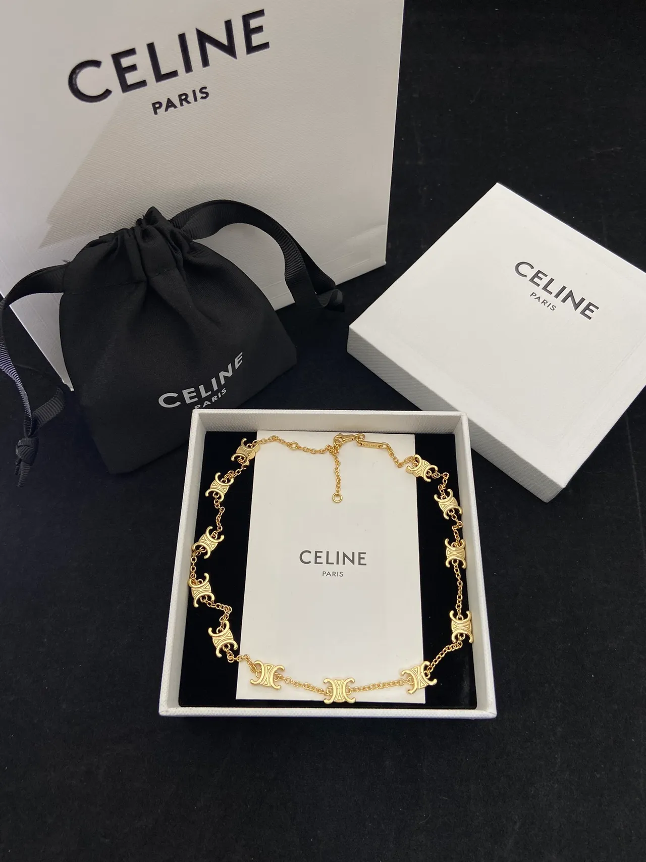 Celine Triomphe Gold-Tone Logo Link Bracelet 5