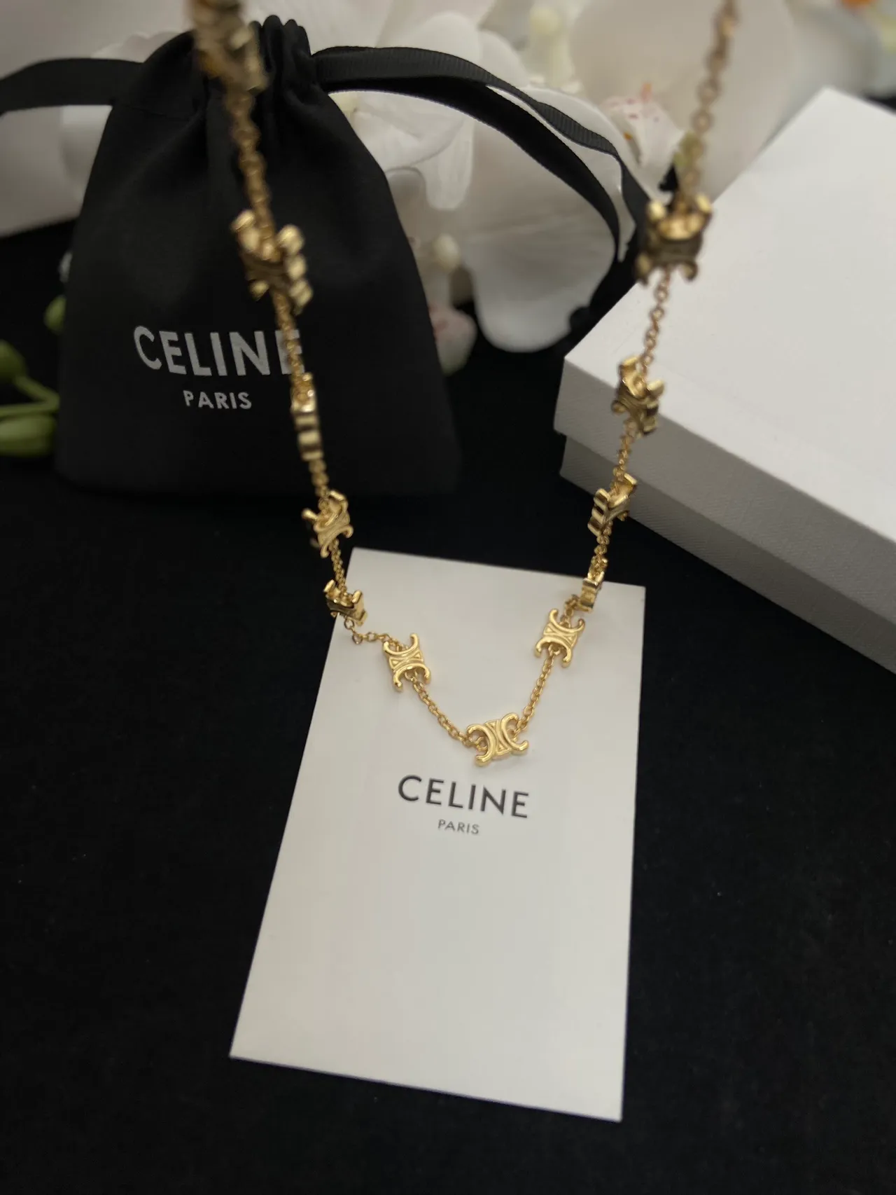 Celine Triomphe Gold-Tone Logo Link Bracelet 6