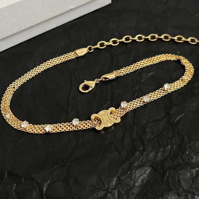 Celine Triomphe choker en maille transparente doré orné de cristaux 2