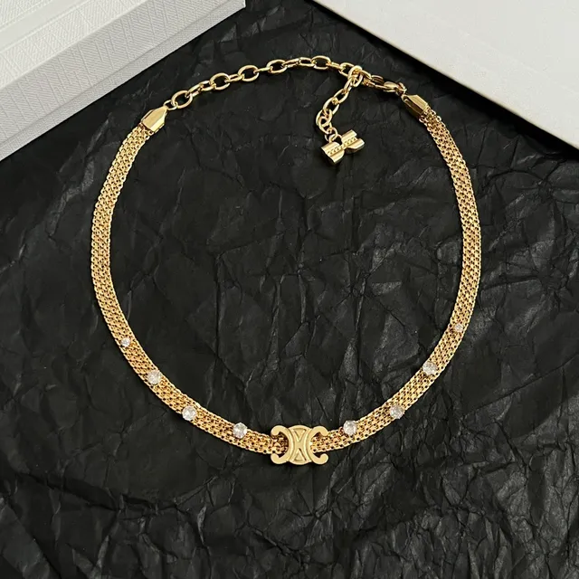 Celine Triomphe choker en maille transparente doré orné de cristaux 4