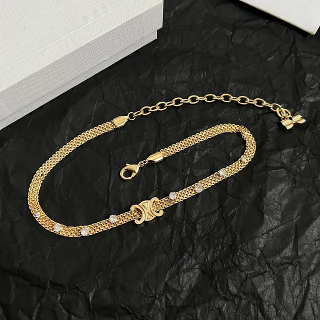 Celine Triomphe choker en maille transparente doré orné de cristaux 5