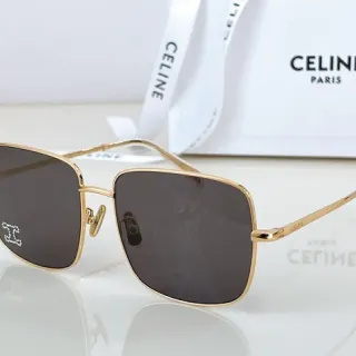 Celine Triomphe Carrées Dorées ornées de Cristaux Lunettes de Soleil
