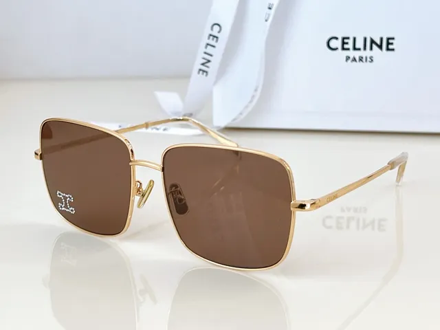 Celine Triomphe Square Gold-Tone Crystal-Embellished Sunglasses 8