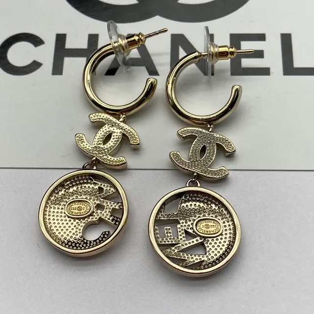 Chanel Asymmetrical Yin-Yang CC Logo Gold-Tone Earrings 2